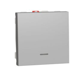 Unica - Tlačítko s orientační kontrolkou řazení 1/0So, 2M, Aluminium *NU320630N