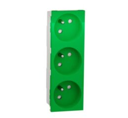 Unica - Zásuvka trojitá 45 250V/16A 3x2P+E, clonky, bezšroubová, Zelená *NU307906