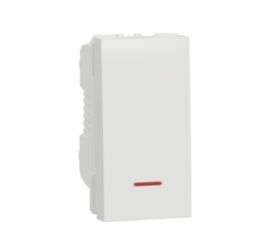 Unica - Spínač jednopólový se signalizační kontrolkou řazení 1Ss, 16A, 1M, Bílý *NU316118S