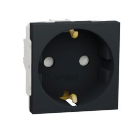 Unica - Zásuvka SCHUKO 2P+E 250V/16A, clonky, šroubová, Antracit *NU303754
