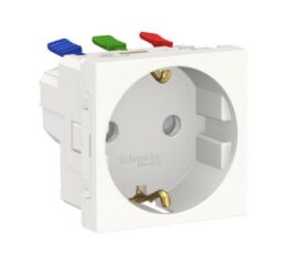 Unica - Zásuvka SCHUKO 2P+E 250V/16A, clonky, bezšroubová, Bílá *NU305718