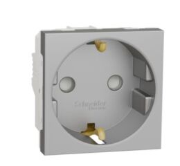 Unica - Zásuvka SCHUKO 2P+E 250V/16A, clonky, šroubová, Aluminium *NU303730