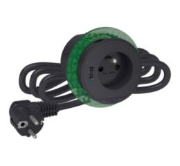 Unica System+ - Stolní box XS se zásuvkou 250V/16A + nabíječkou USB A 3.1A, zápustný, Antracit *INS44007