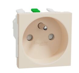 Unica - Zásuvka 250V/16A 2P+E, clonky, bezšroubová, Béžová *NU305944E