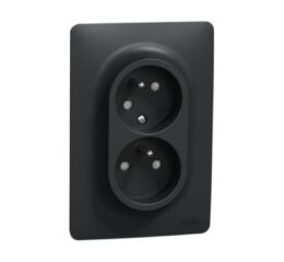 Unica - Dvojzásuvka pootočená 16A 230V, Antracit *NU206554