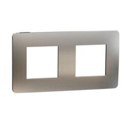 Unica Studio Metal - Krycí rámeček dvojnásobný, White Aluminium/Černý *NU280456M