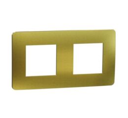Unica Studio Metal - Krycí rámeček dvojnásobný, Gold/Bílý *NU280459M