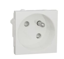 Unica - Zásuvka 45 250V/16A 2P+E, clonky, bezšroubová, Bílá *NU304918