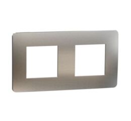 Unica Studio Metal - Krycí rámeček dvojnásobný, White Aluminium/Bílý *NU280455M