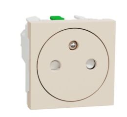 Unica - Zásuvka skrytá 250V/16A 2P+E, clonky, bezšroubová, Béžová *NU305244E