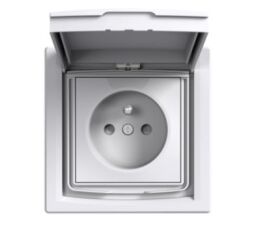 Zásuvka 2P+PE, clonky, IP44, bílá Asfora EPH2800321