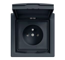 Asfora - Zásuvka 2P+PE 250V 16A, clonky, IP44, antracit *EPH2800371 Schneider electric
