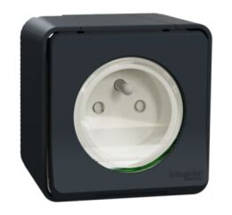 Kompletní Zásuvka 16A 2P+E, clonky, bezšroubová, IP55, antracit *MUR35031