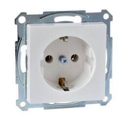 Merten - Zásuvka 250V/16A SCHUKO, šroubová, clonky, System M, Polar *MTN2401-0319 Schneider