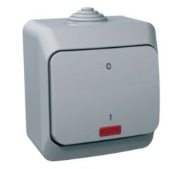 Cedar Plus IP44 - Spínač dvojpólový se signalizační kontrolkou řazení 2Ss, šedý *WDE000621 Schneider