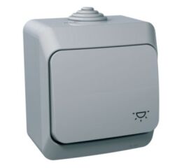 Cedar Plus IP44 - Ovládač tlačítkový řazení 1/0 se symbolem "světlo", šedý *WDE000613 Schneider