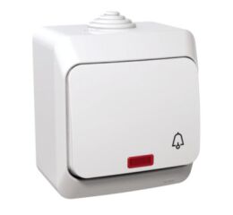 Cedar Plus IP44 - Ovládač tlačítkový s orientační kontrolkou řazení 1/0So se symbolem "zvonek", bílý *WDE000515 Schneider
