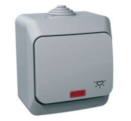 Cedar Plus IP44 - Ovládač tlačítkový s orientační kontrolkou řazení 1/0So se symbolem "světlo", šedý *WDE000616 Schneider