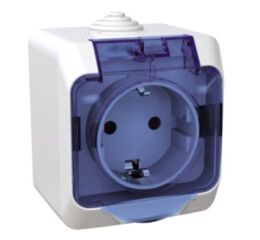 Cedar Plus IP44 - Zásuvka SCHUKO 230V 16A 2P+SE, bílá s čirým krytem *WDE000543 Schneider