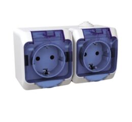 Cedar Plus IP44 - Zásuvka dvojnásobná 230V 16A 2P+SE (VDE), bílá s čirým krytem *WDE000525 Schneider