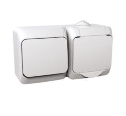 Cedar Plus IP44 - Zásuvka 230V 16A a přepínač střídavý řazení 6, bílá *WDE000584 Schneider