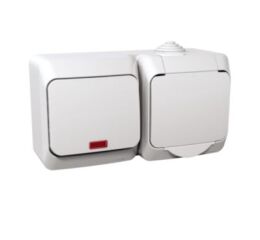 Cedar Plus IP44 - Zásuvka 230V 16A a spínač jednopólový s orient.kontrolkou řazení 1So, bílá *WDE000581 Schneider