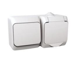 Cedar Plus IP44 - Zásuvka SCHUKO 230V 16A a spínač jednopólový řazení 1, bílá *WDE000500 Schneider