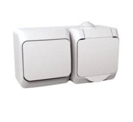 Cedar Plus IP44 - Zásuvka SCHUKO 230V 16A a přepínač střídavý řazení 6, bílá *WDE000504 Schneider