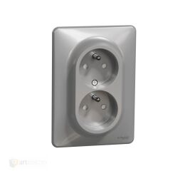 Sedna - Zásuvka dvojnásobná 230V 16A alu *SDD313211C Schneider electric