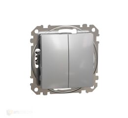 Sedna - Přepínač dvojitý střídavý ř.6+6 alu *SDD113108 Schneider electric