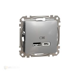 Sedna - Dvojitá USB A+C nabíječka 2.4A alu *SDD113402 Schneider electric