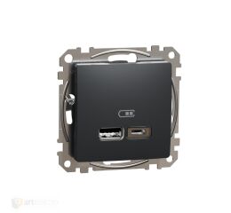 Sedna - Dvojitá USB A+C nabíječka 2.4A antracit *SDD114402 Schneider electric