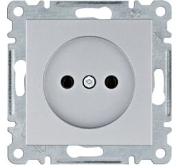 Hager WL1012 Zásuvka bez zemnícího kolíku, stříbrná mat