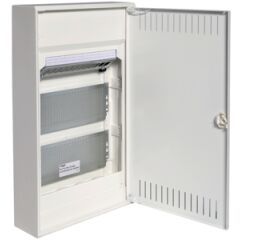 Hager VA36NWP Rozvodnice nástěnná volta, 3-řadá, multimediální, MP, 3x230V zász.,s perf.dveřmi a patch panel 12xRJ45