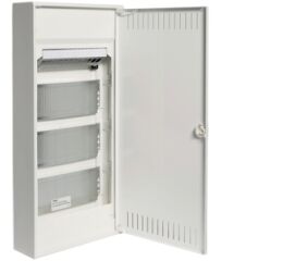 Hager VA48NWP Rozvodnice nástěnná volta, 4-řadá, multimediální, MP, 3x230V zász.,s perf.dveřmi a patch panel 12xRJ45