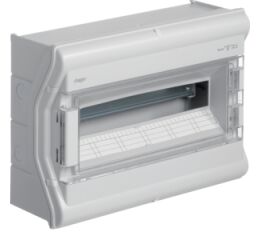 Hager VE118PN Rozvodnice nástěnná UV-stabilní vector II, IP65, 1-řadá, 18 mod., s perf. pro vývodky