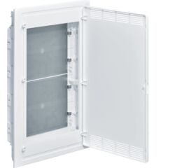 Hager VF418PZF Rozvodnice golf multimediální zapuštěná, 4 řadá, perf. bílé plastové dveře