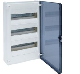 Hager VS312TD Rozvodnice nástěnná golf, IP40, 3-řadá, 36 mod., transparentní dvířka