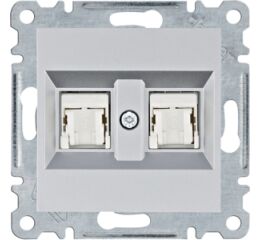 Hager WL2122 Zásuvka datová 2x RJ cat.5e UTP, stříbrná mat