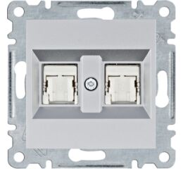 Hager WL2142 Zásuvka datová 2x RJ cat.5e FTP, stříbrná mat