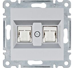 Hager WL2182 Zásuvka datová 2x RJ cat.6 FTP, stříbrná mat