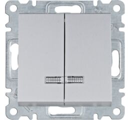 Hager WL0242 Spínač sériový s podsvětlením, řazení 5, stříbrná mat