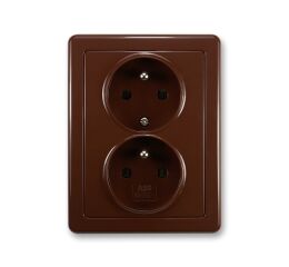 Swing® 5512G-C02349 H1 zásuvka dvojnásobná s ochrannými kolíky barva hnědá *ABB