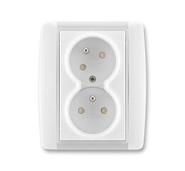 Element® 5513E-C02357 01 zásuvka dvojnásobná chráněná s clonkami, bezšroub. svorky barva bílá / ledová bílá ABB