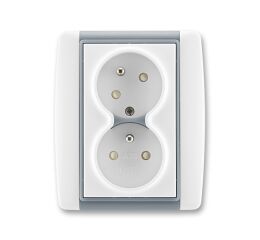 Element® 5513E-C02357 04 zásuvka dvojnásobná chráněná s clonkami, bezšroub. svorky barva bílá / ledová šedá ABB
