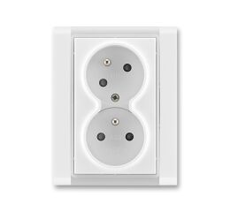 Time® 5513F-C02357 01 zásuvka dvojnásobná chráněná s clonkami, bezšroub. svorky barva bílá / ledová bílá ABB