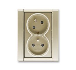 Time® 5513F-C02357 33 zásuvka dvojnásobná chráněná s clonkami, bezšroub. svorky barva šampaňská ABB
