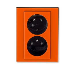 Levit® 5513H-C02357 66 zásuvka dvojnásobná s ochr. kolíky, s clonkami, s natočenou dutinou barva  oranžová / kouřová černá  *ABB