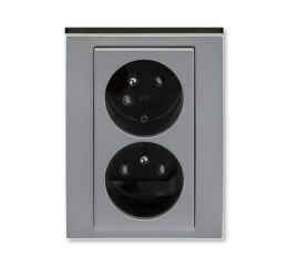 Levit®M 5513H-C02357 69 zásuvka dvojnásobná s ochr. kolíky, s clonkami, s natočenou dutinou barva ocelová / kouřová černá ABB