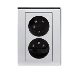 Levit®M 5513H-C02357 70 zásuvka dvojnásobná s ochr. kolíky, s clonkami, s natočenou dutinou barva titanová / kouřová černá ABB